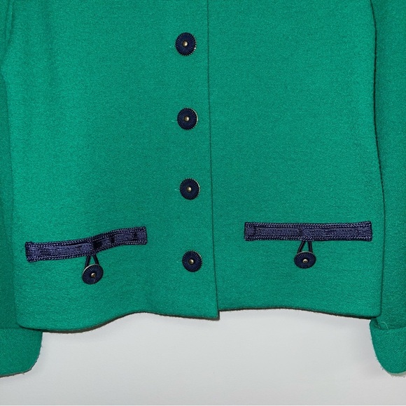 Castleberry Blazer Jacket Women's Size 8 US Emerald Green Navy Wool Vintage - Picture 5 of 11